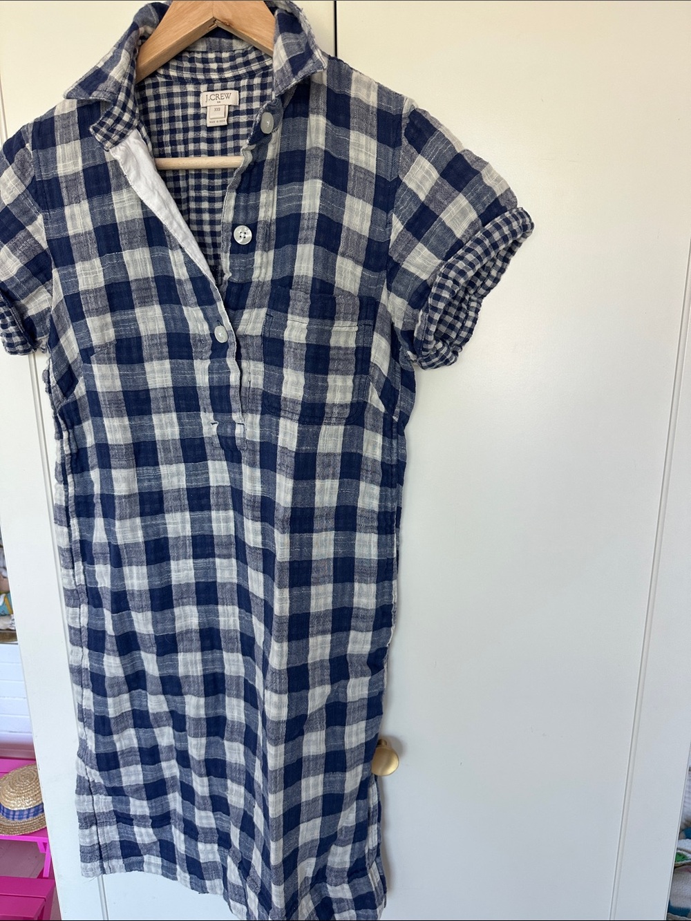 J.Crew Factory gingham cotton gauze dress